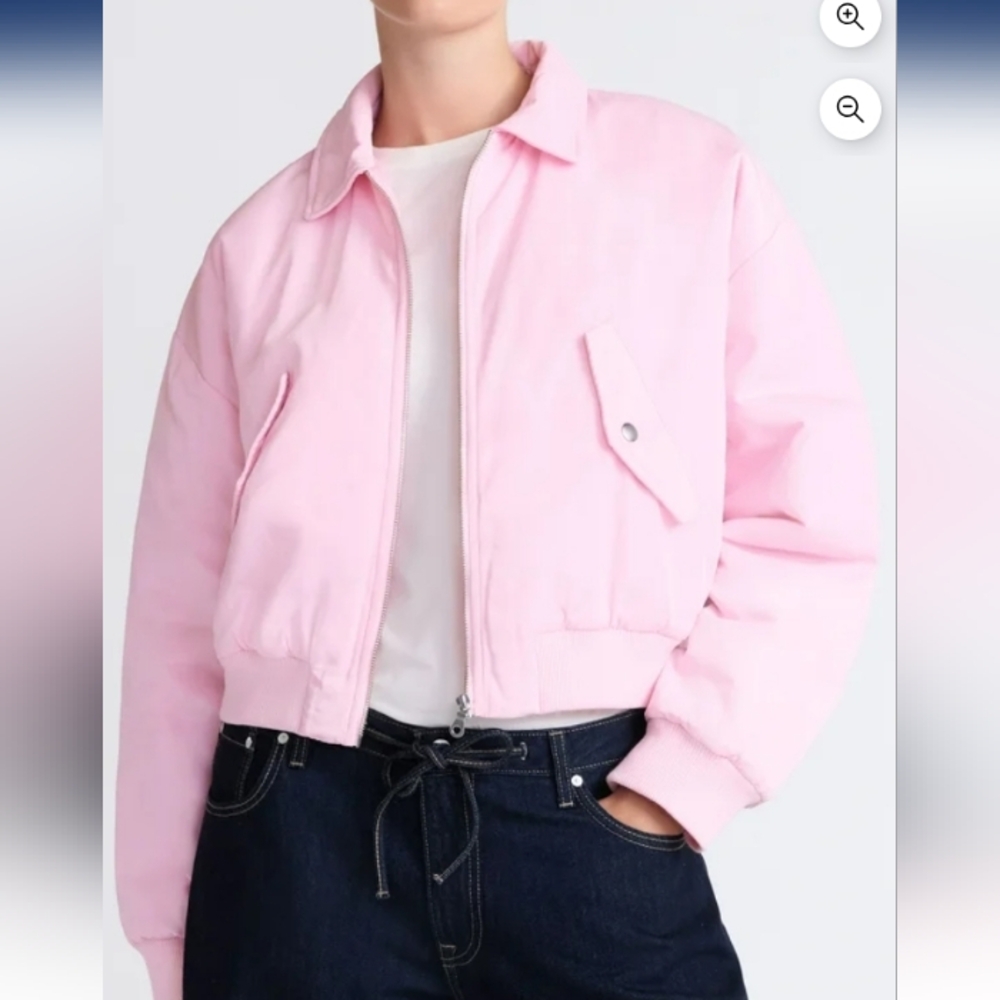 Women's Scoop Brand Cropped Bomber Jacket   Size XS (0-2)   NWT   Amethyst Pink